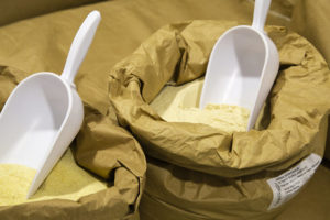 Sacks of flour used for producing pasta