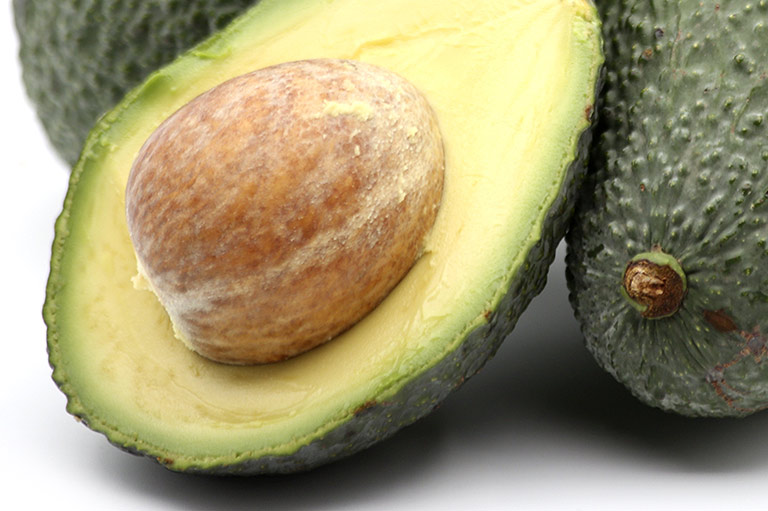 Cut section of Hass avocado