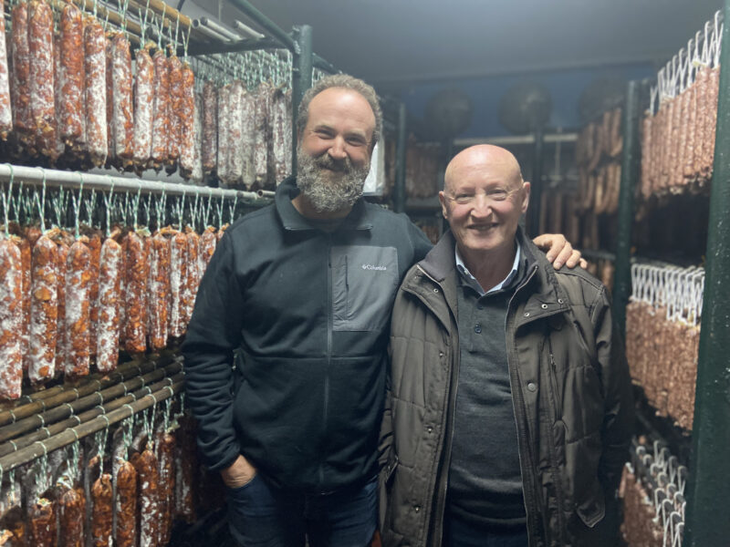 Father and son Marín in the drying room
